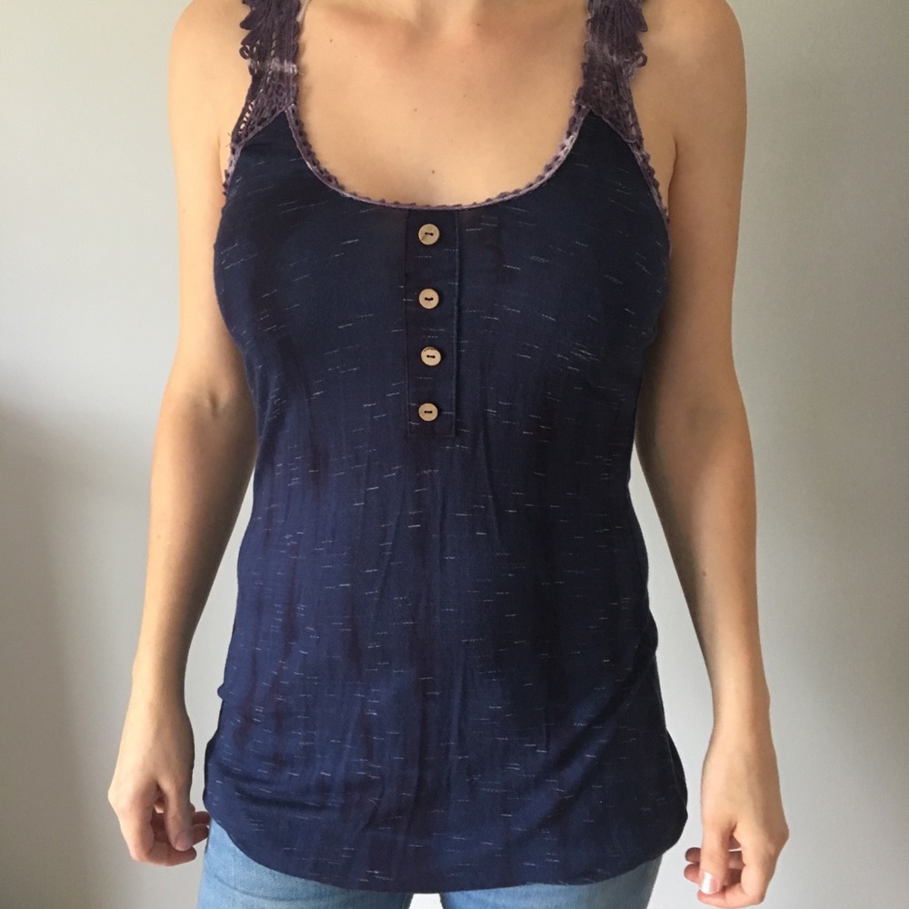 Blue top with lace detail